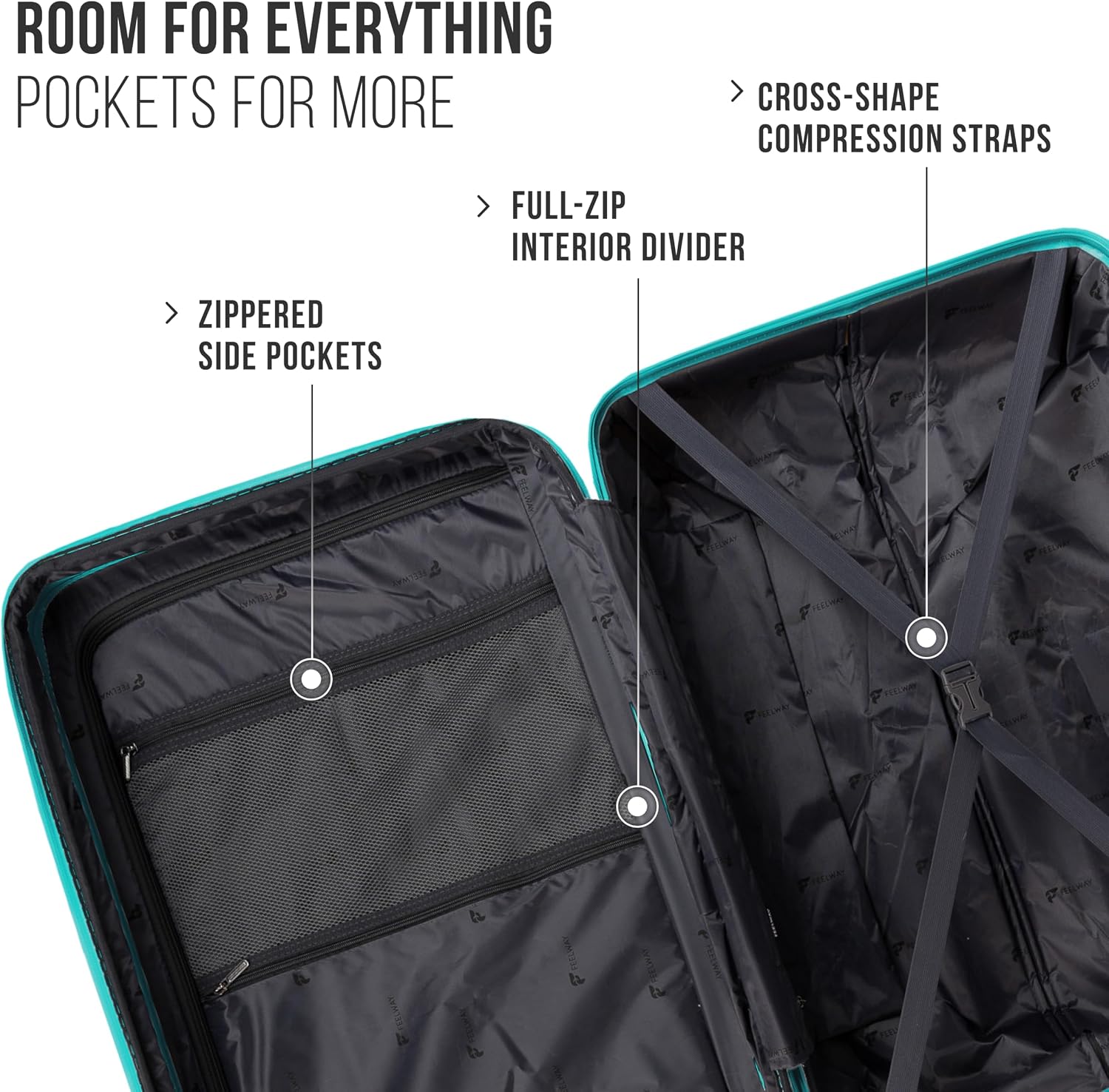 Feelway Luggage 3-Piece Expandable Spinner Luggage Set – 20"/24"/28"