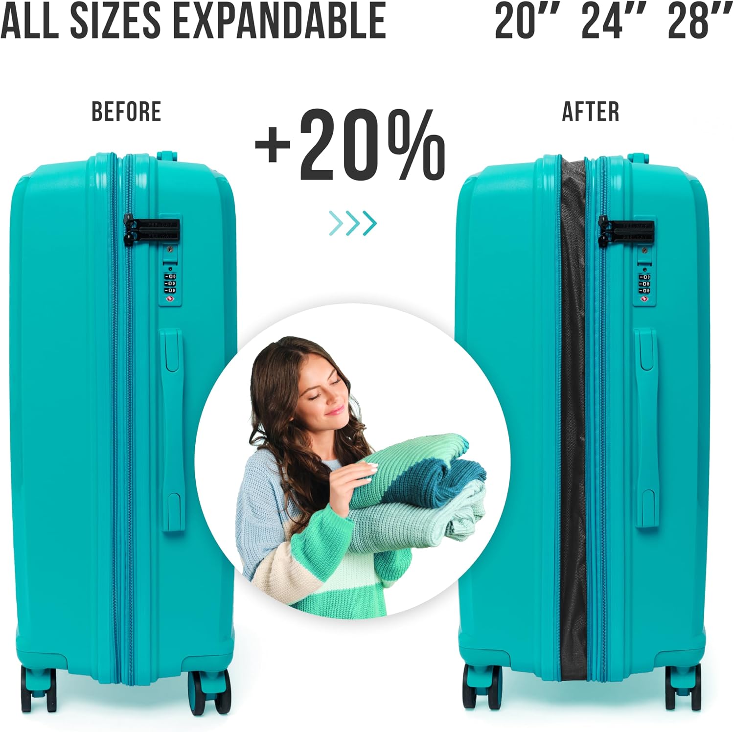 Feelway Luggage 3-Piece Expandable Spinner Luggage Set – 20"/24"/28"