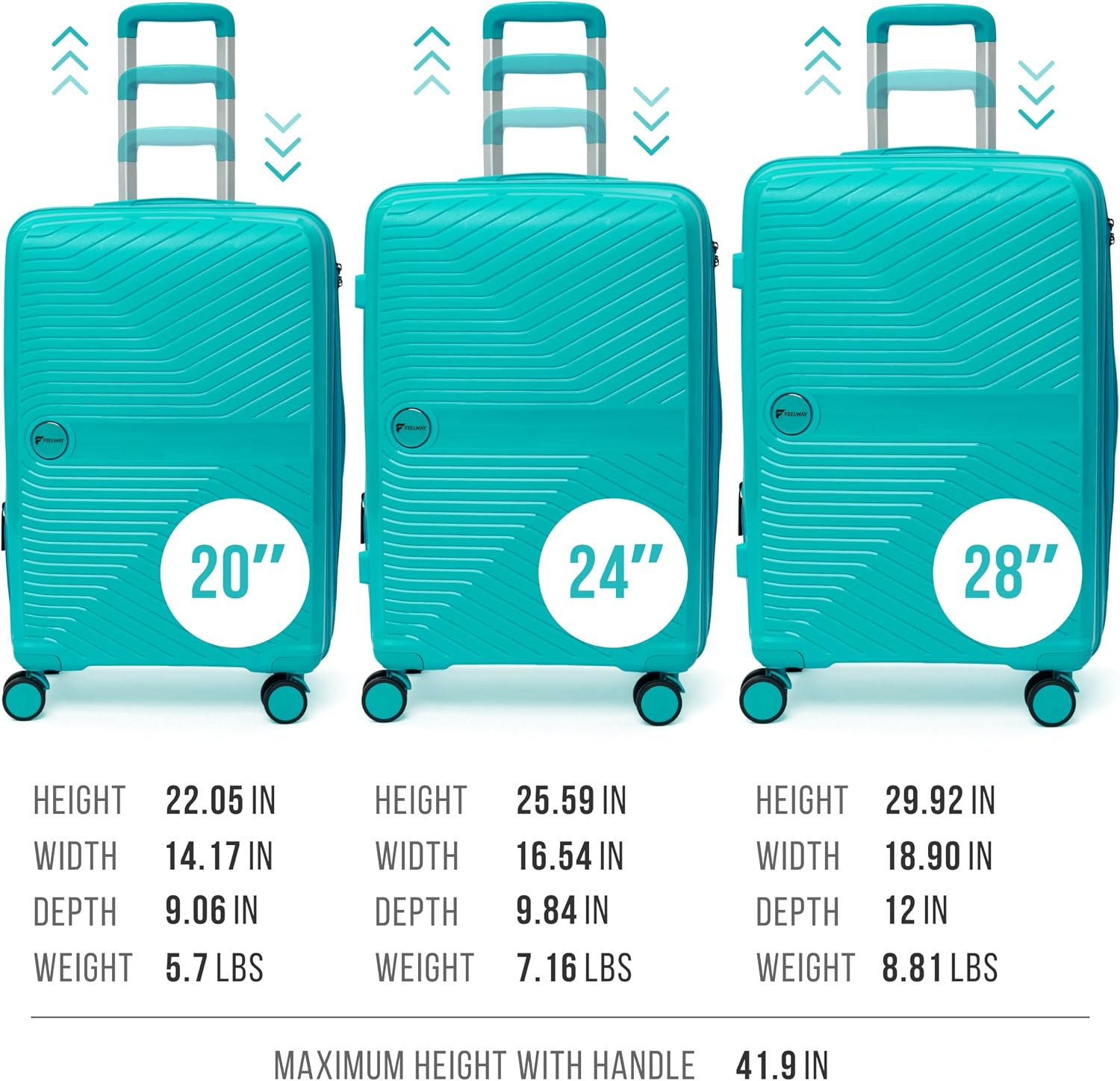 Feelway Luggage 3-Piece Expandable Spinner Luggage Set – 20"/24"/28"