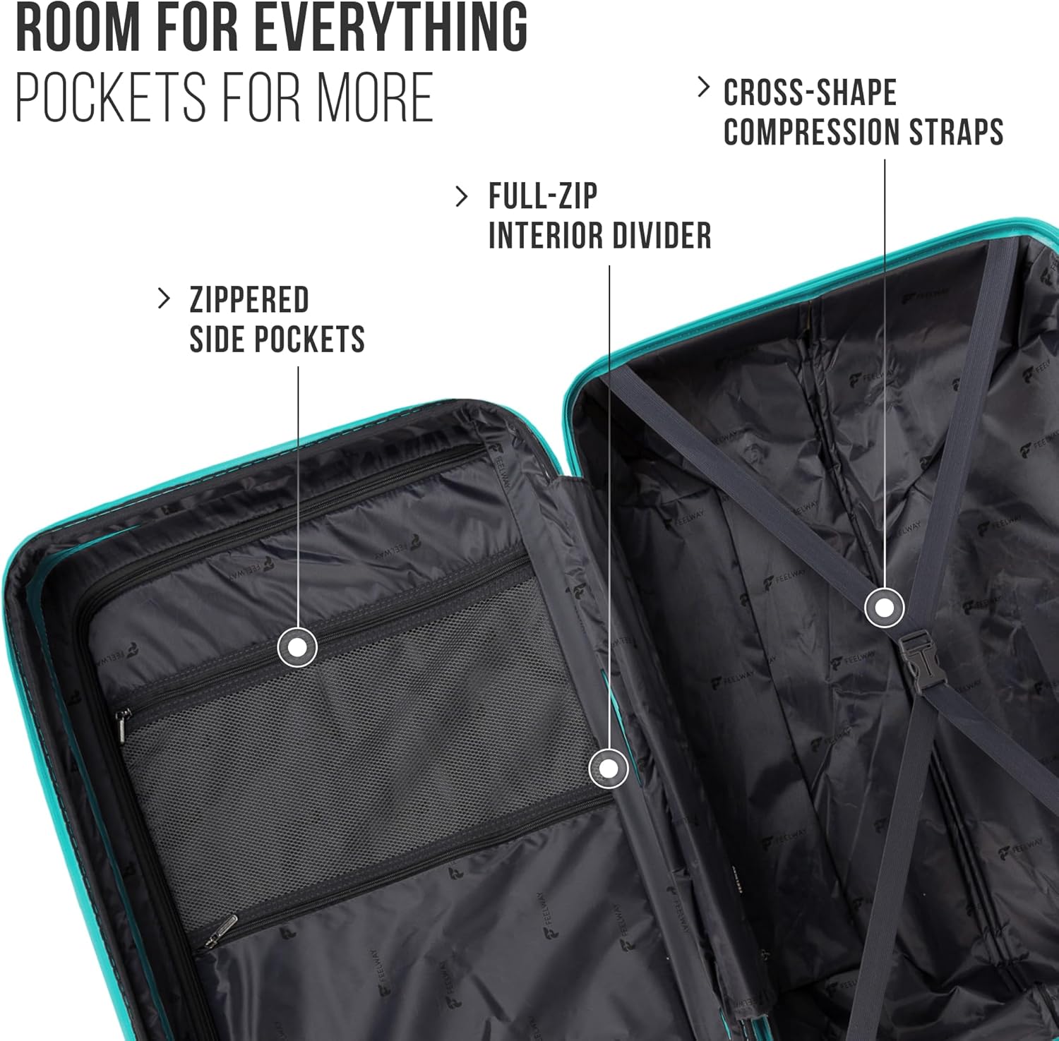 Feelway Luggage 20" Expandable Carry On - Sky Blue