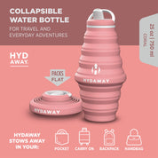 Hydaway Collapsible Water Bottle with Spout 25OZ - Coral