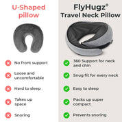FlyHugz® Travel Neck Pillow - Gray