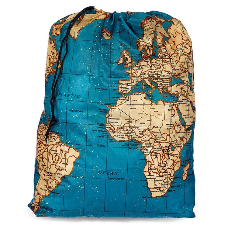 Kikkerland Maps Travel Laundry Bag