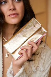 Patent of Heart Odele Leather Slim Wallet - Metallic Gold