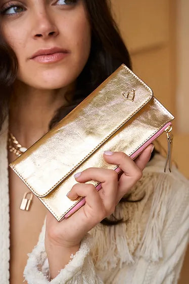 Patent of Heart Odele Leather Slim Wallet - Metallic Gold