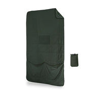 Square packable blanket, open view of back