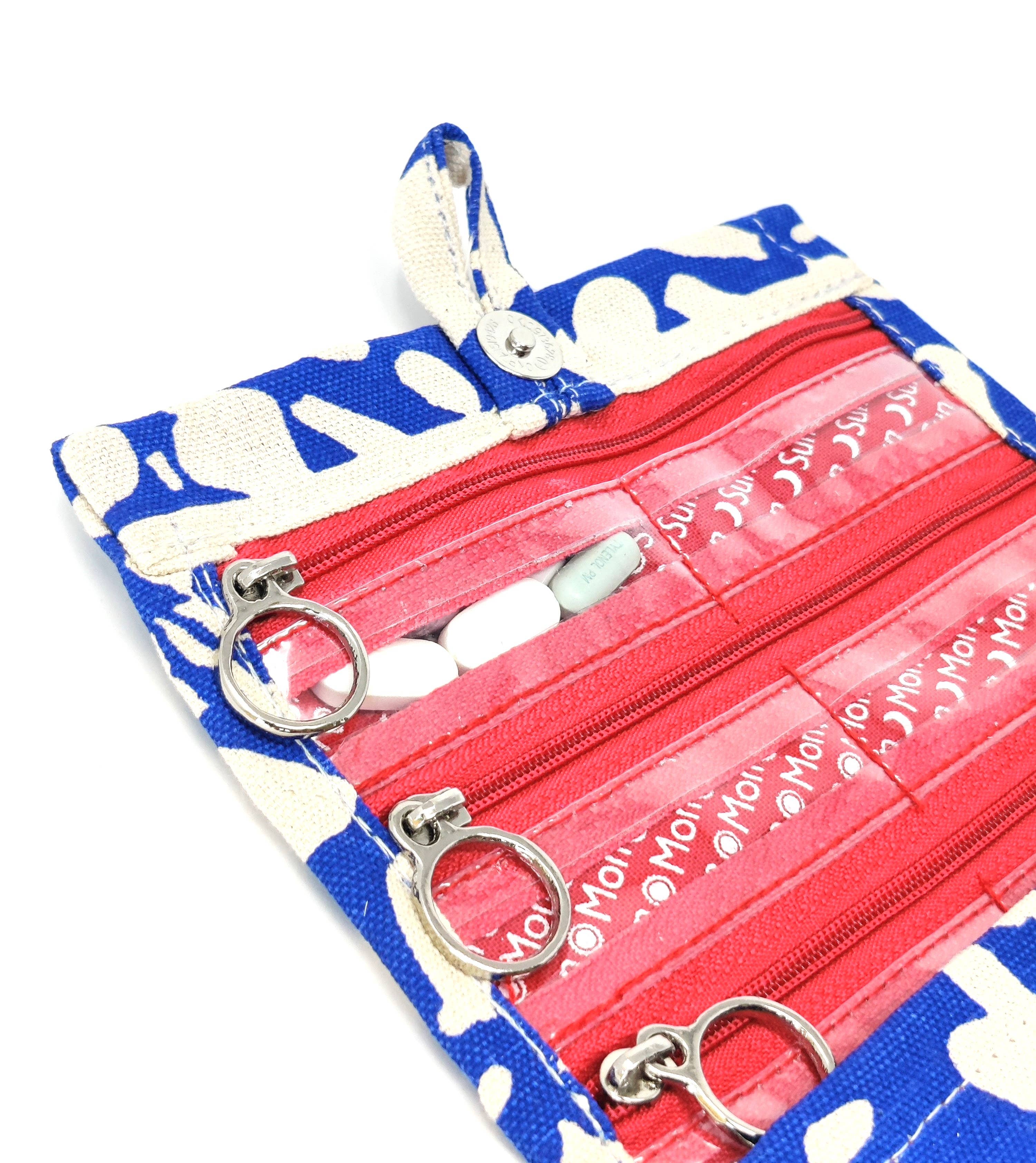 Clutch By Sara Gorman The Original Pillfold™ Weekly Pill Organizer: Oxford Cobalt Blue & Cream