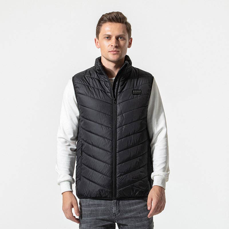 Unisex Heated Down Vest – USB Rechargeable Warmth - Deep Blue / L