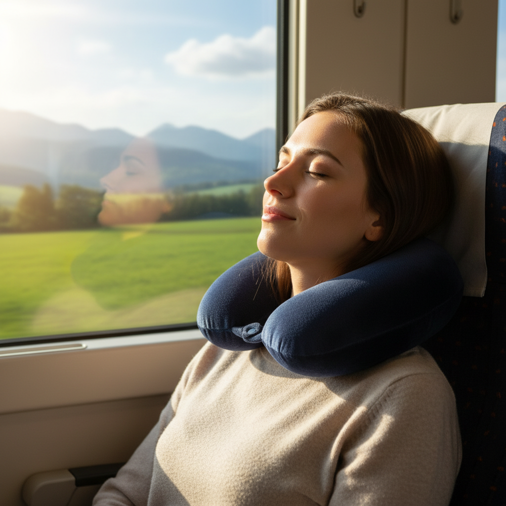 Wolf Essentials Fiber Filled Travel Neck Pillow - Navy