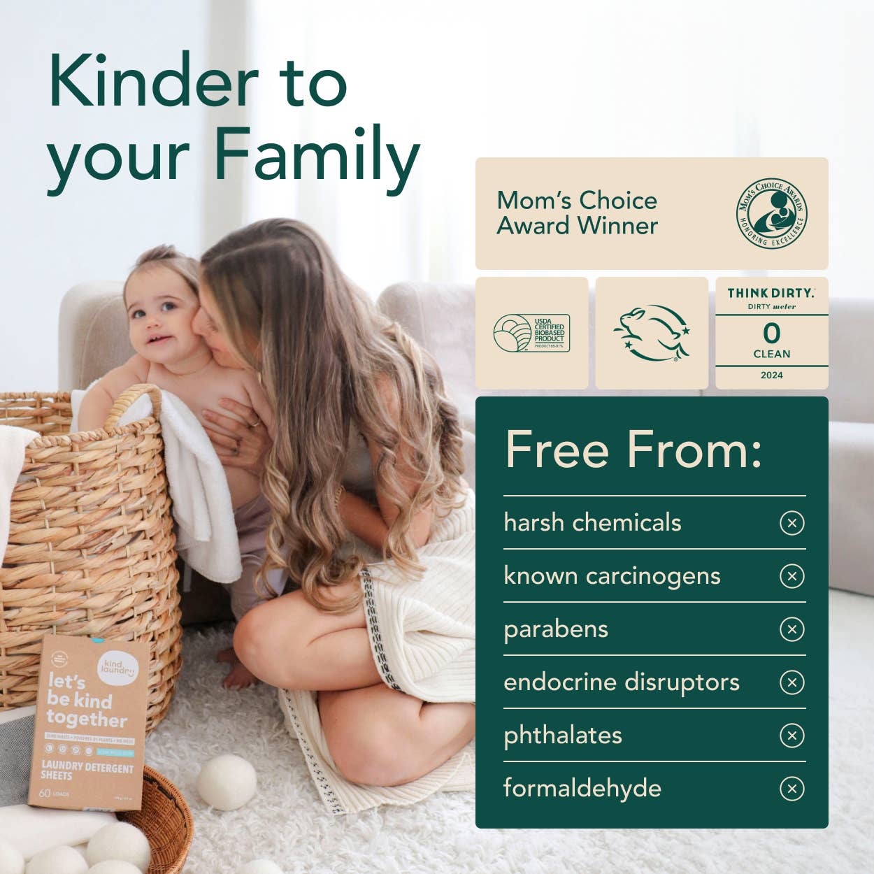 Kind Laundry Detergent Sheets Travel Pack - Fragrance Free 6 Loads