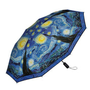RainCaper Van Gogh Starry Night Travel Umbrella – Compact, One-Touch Open & Close