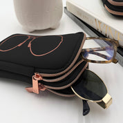 MyTagAlongs Double Eyeglass Case - Black/Rose Gold
