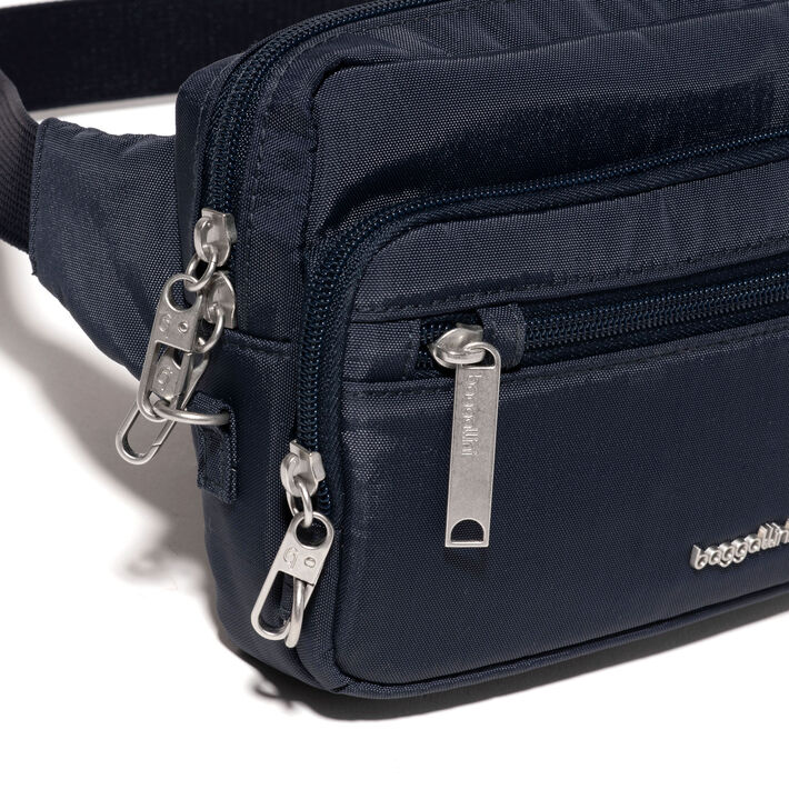 Baggallini Securtex Anti-Theft Belt Bag Sling - French Navy