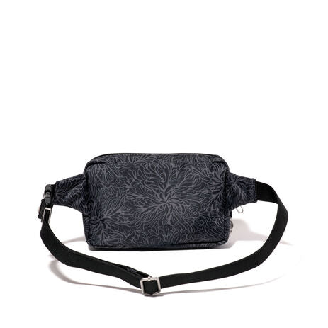 Baggallini Securtex Anti-Theft Belt Bag Sling - Midnight  Blossom Print