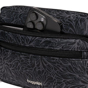 Baggallini Securtex Anti-Theft Belt Bag Sling - Midnight  Blossom Print