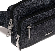 Baggallini Securtex Anti-Theft Belt Bag Sling - Midnight  Blossom Print