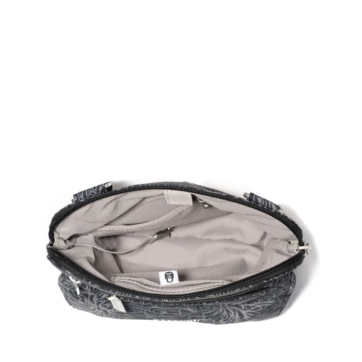 Baggallini Securtex Anti-Theft Crossbody -  Midnight Blossom Print