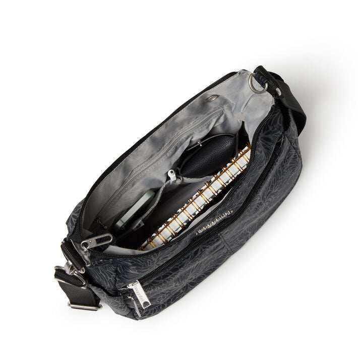 Baggallini Anti-theft Free Time Crossbody - Midnight Blossom Print