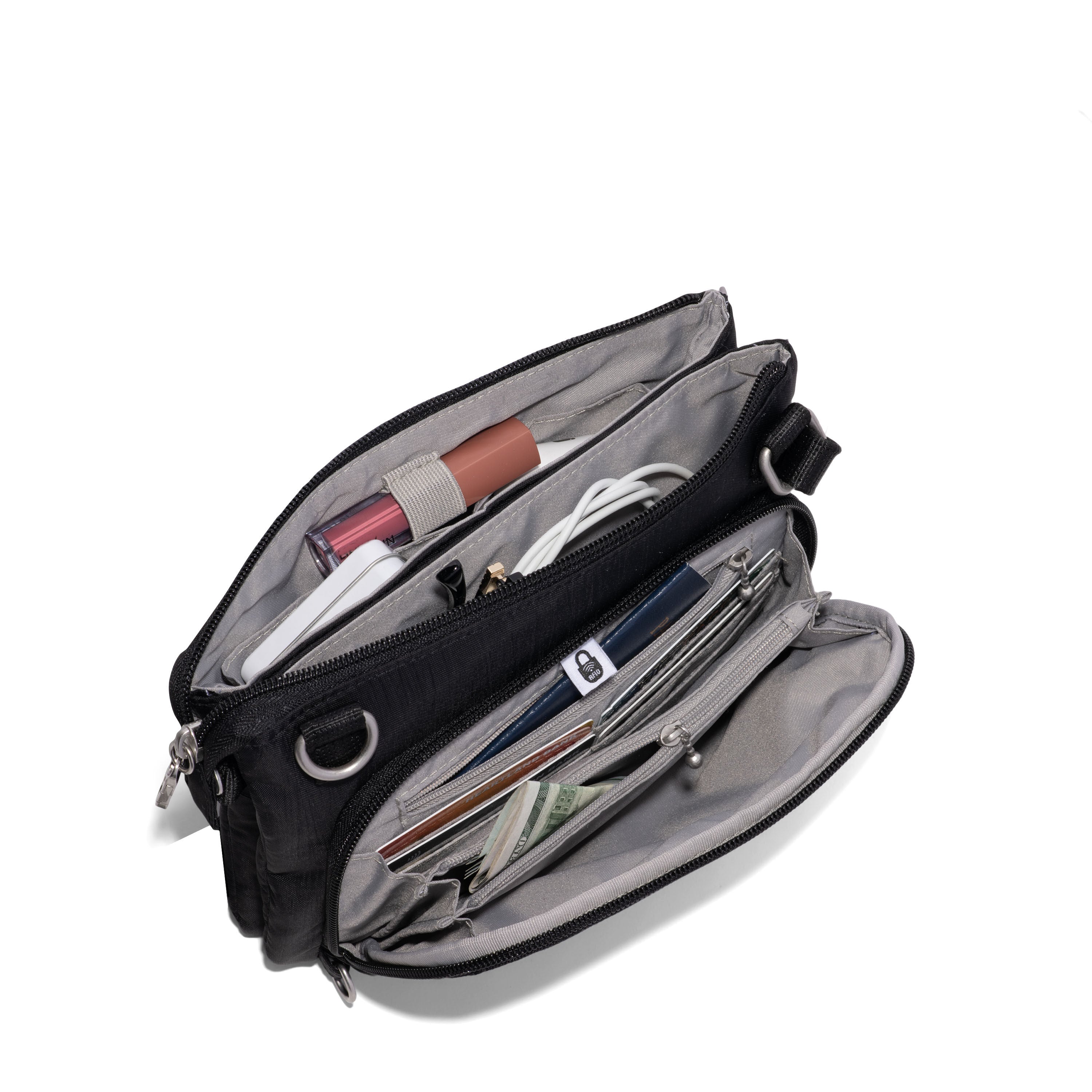 Baggallini Securtex Anti-Theft Stash Crossbody Bag -  Black