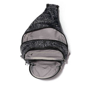 Baggallini Securtex Anti-Theft Multi Zip Sling - Midnight Blossom