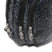 Baggallini Securtex Anti-Theft Multi Zip Sling - Midnight Blossom