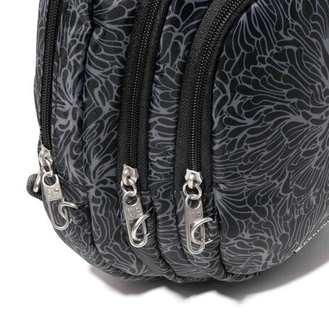 Baggallini Securtex Anti-Theft Multi Zip Sling - Midnight Blossom