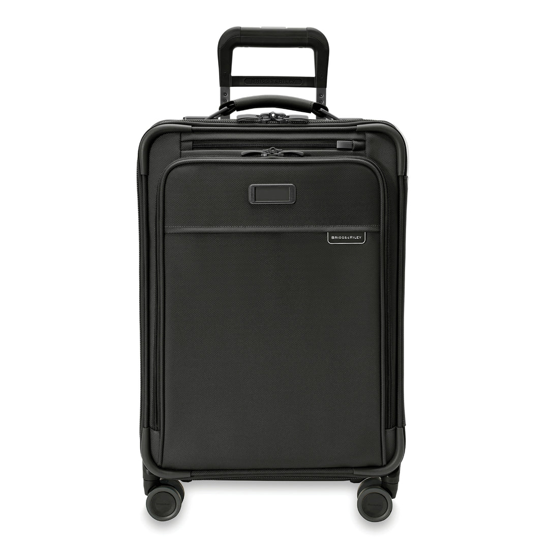 Briggs & Riley Baseline Essential 22" Carry On Expandable Spinner + 3 Packing Cubes + Free Amenities Kit and Monogram – Black