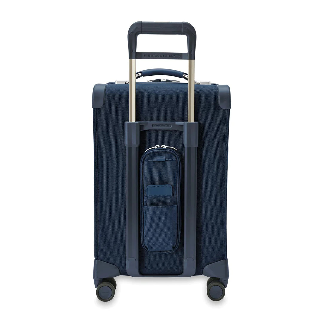 Briggs & Riley Baseline Essential 22" Carry On Expandable Spinner + 3 Packing Cubes + Free Amenities Kit and Monogram – Navy