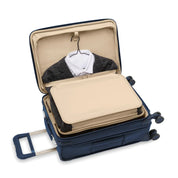 Briggs & Riley Baseline Essential 22" Carry On Expandable Spinner + 3 Packing Cubes + Free Amenities Kit and Monogram – Navy