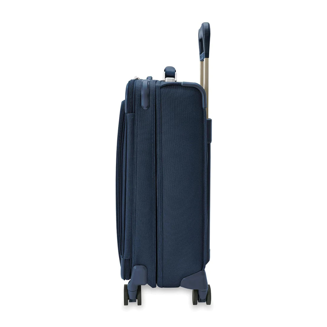 Briggs & Riley Baseline Essential 22" Carry On Expandable Spinner + 3 Packing Cubes + Free Amenities Kit and Monogram – Navy
