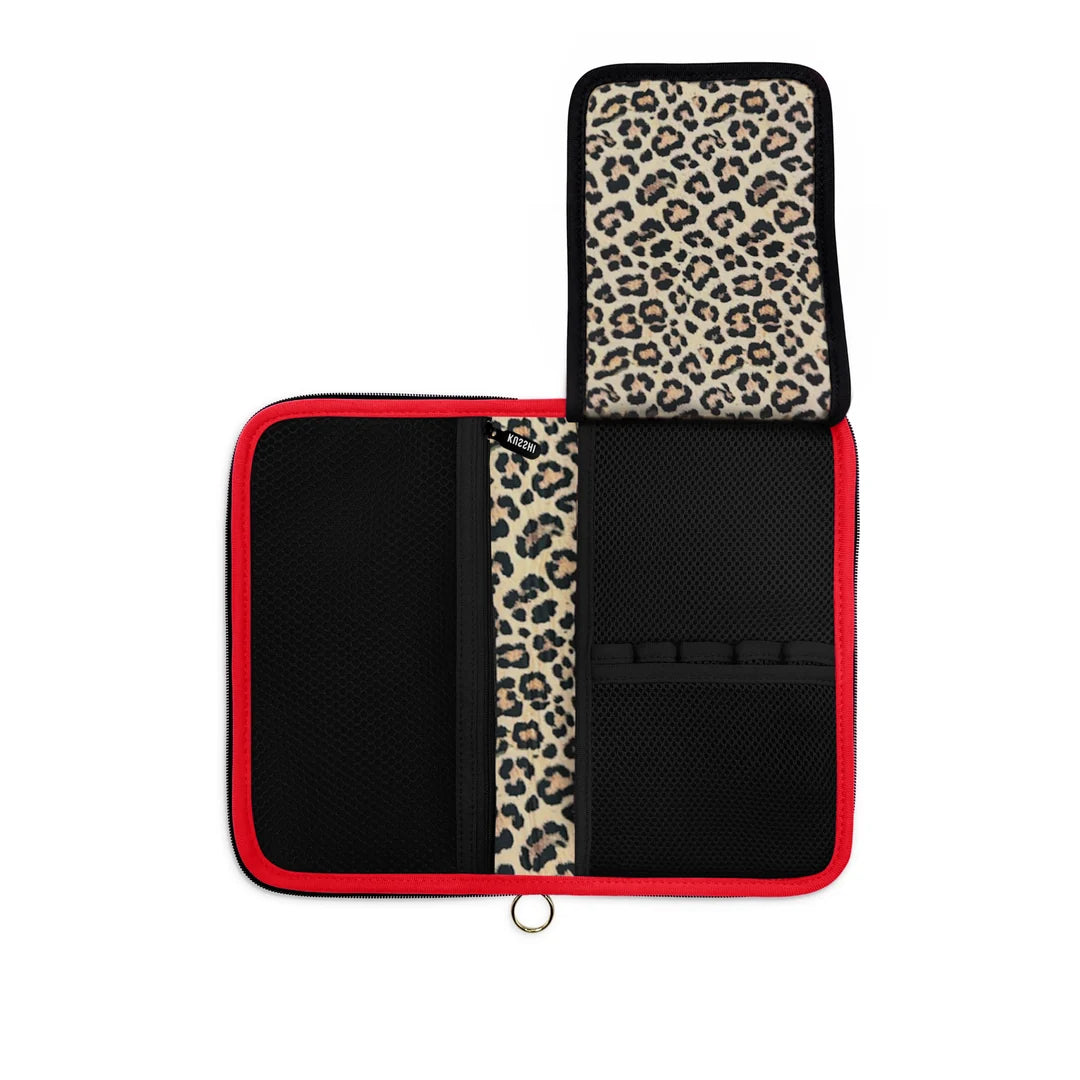 KUSSHI Beauty Organizer  - Black with Leopard Interior