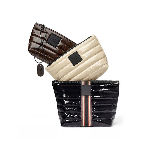 Think Royln Travel Trio Organizational Pouches Set of 3 - Black w/ Stripe/Blonde/Chocolate