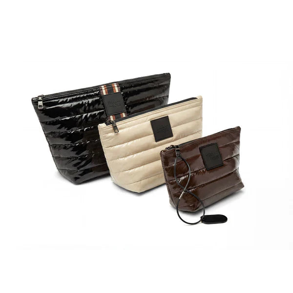 Think Royln Travel Trio Organizational Pouches Set of 3 - Black w/ Stripe/Blonde/Chocolate