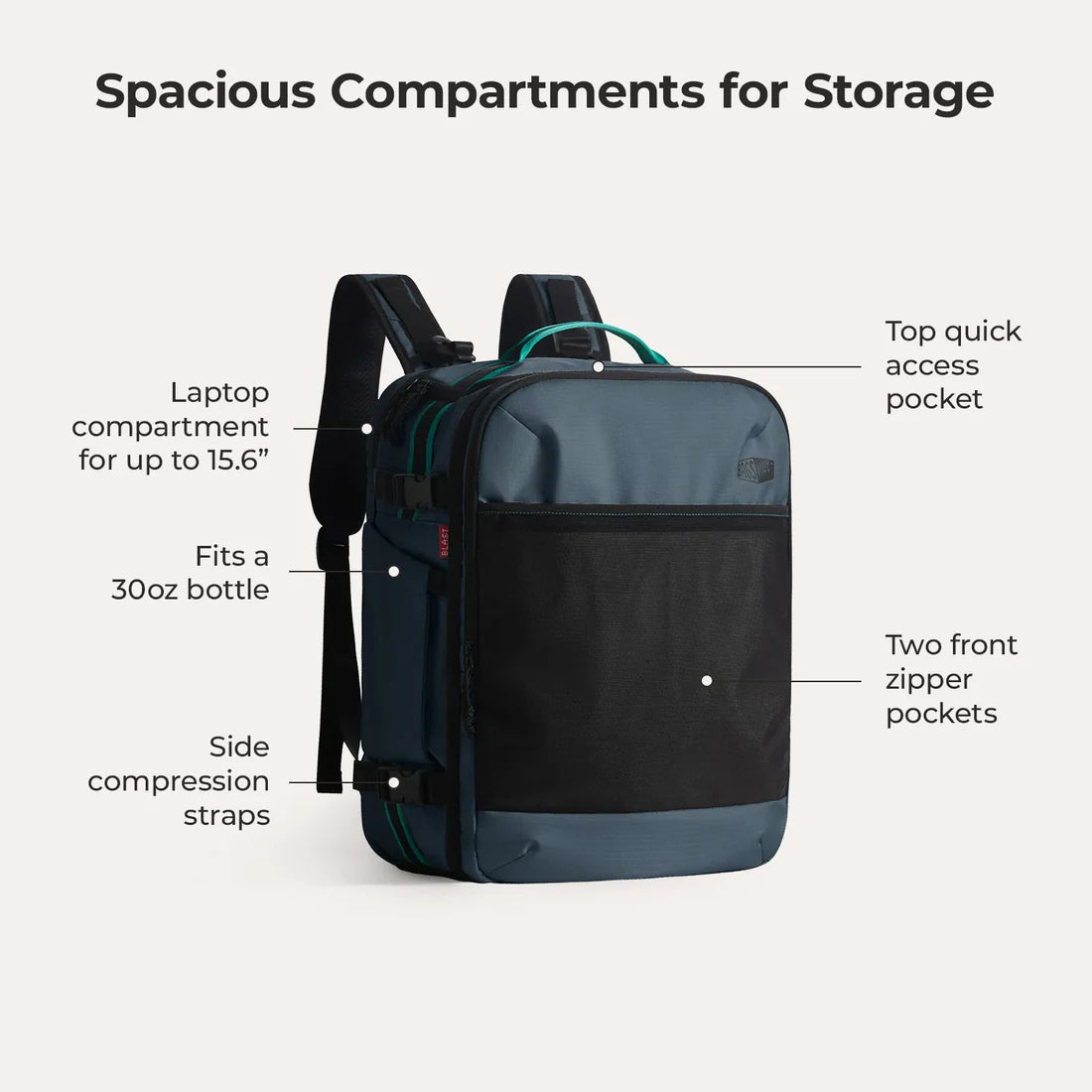 Bagsmart Blast Pro 40L Travel Backpack - Shade Blue – Irv's Luggage