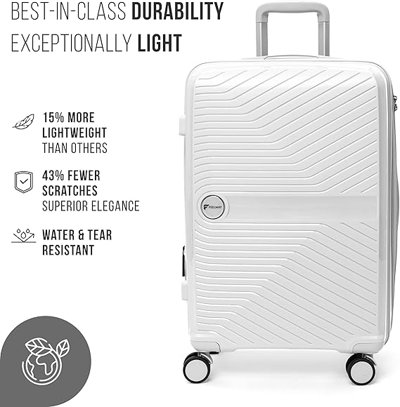 Feelway Luggage 20" Expandable Carry On - White