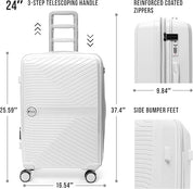Feelway Luggage 20" Expandable Carry On - White