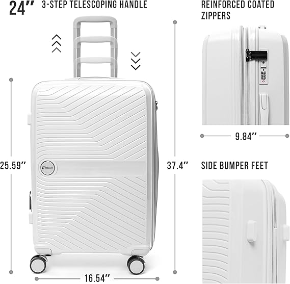 Feelway Luggage 20" Expandable Carry On - White