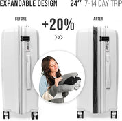 Feelway Luggage 20" Expandable Carry On - White