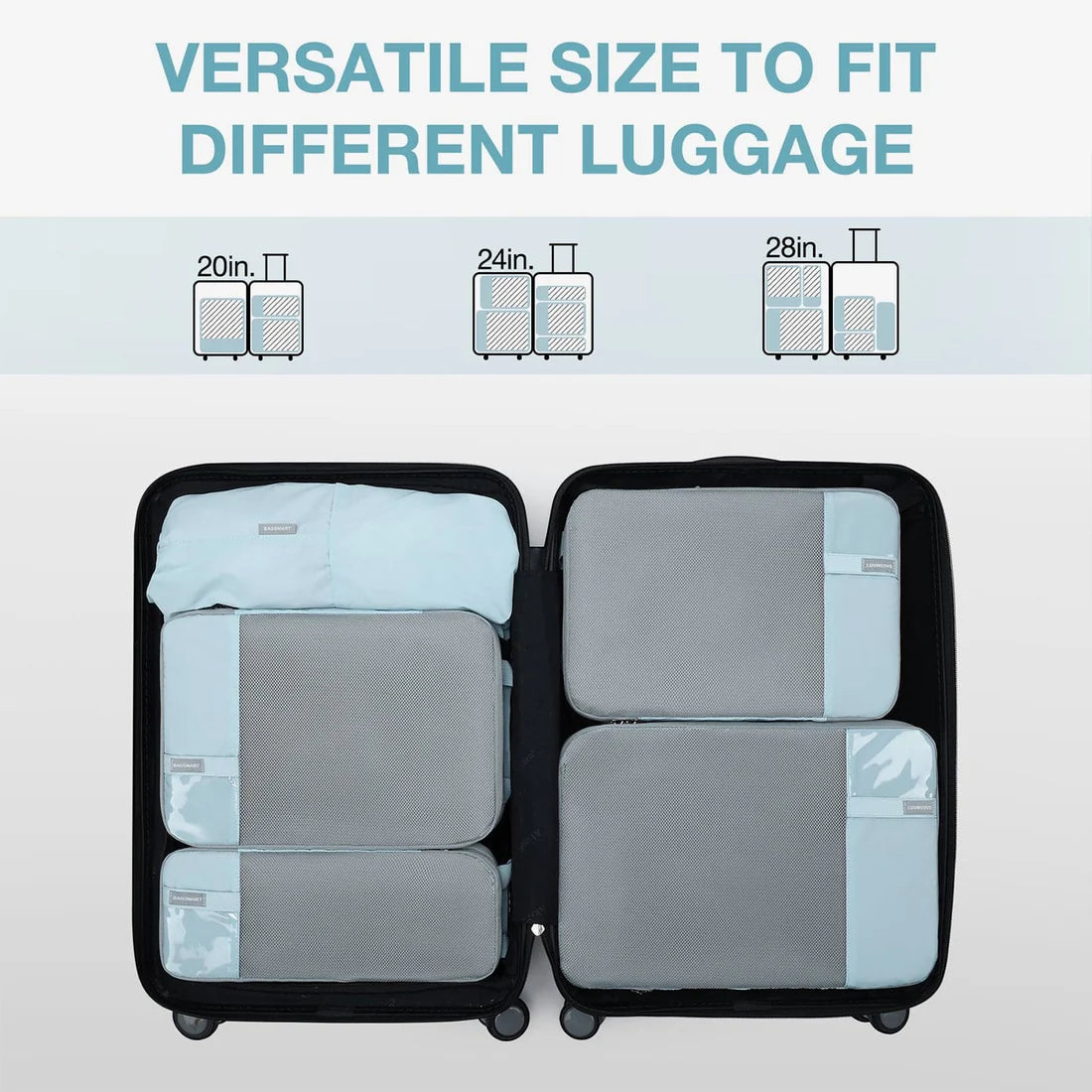 Bagsmart Compression Packing Cubes 6 Piece Set - Light Blue – Irv's Luggage