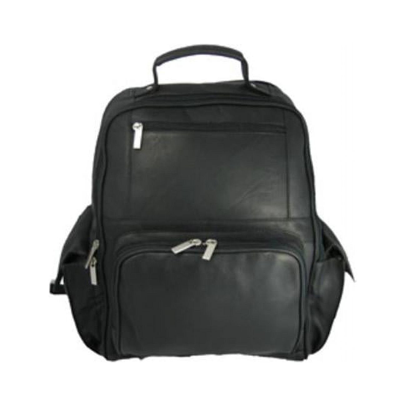 black leather computer backpack David King Large Computer Backpack Black