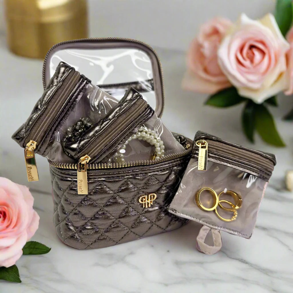PurseN Getaway Jewelry Case - Bronze  Quilted
