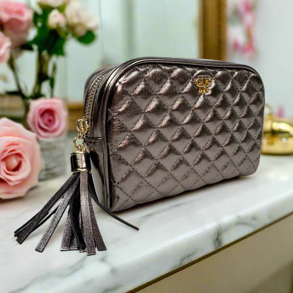 PurseN NEW Glam Makeup Case - Bronze Quilted