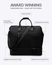NOBL Travel Drop Bottom Weekender Bag - Jet Black