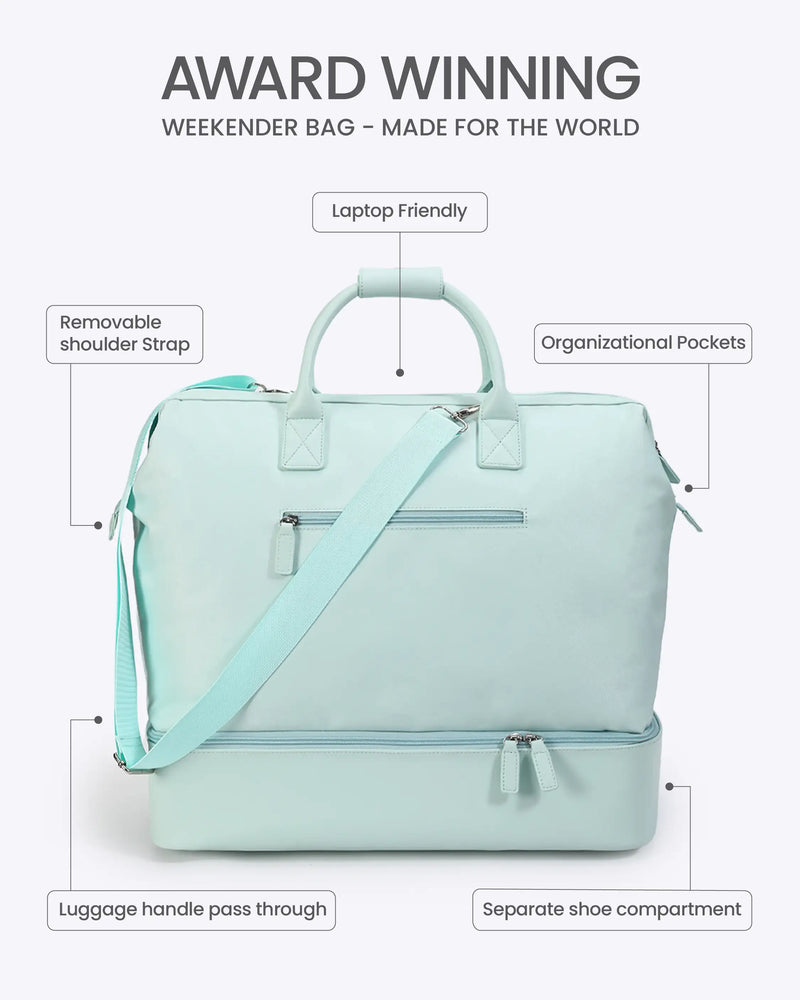NOBL Travel Drop Bottom Weekender Bag - Powder Blue