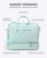 NOBL Travel Drop Bottom Weekender Bag - Powder Blue