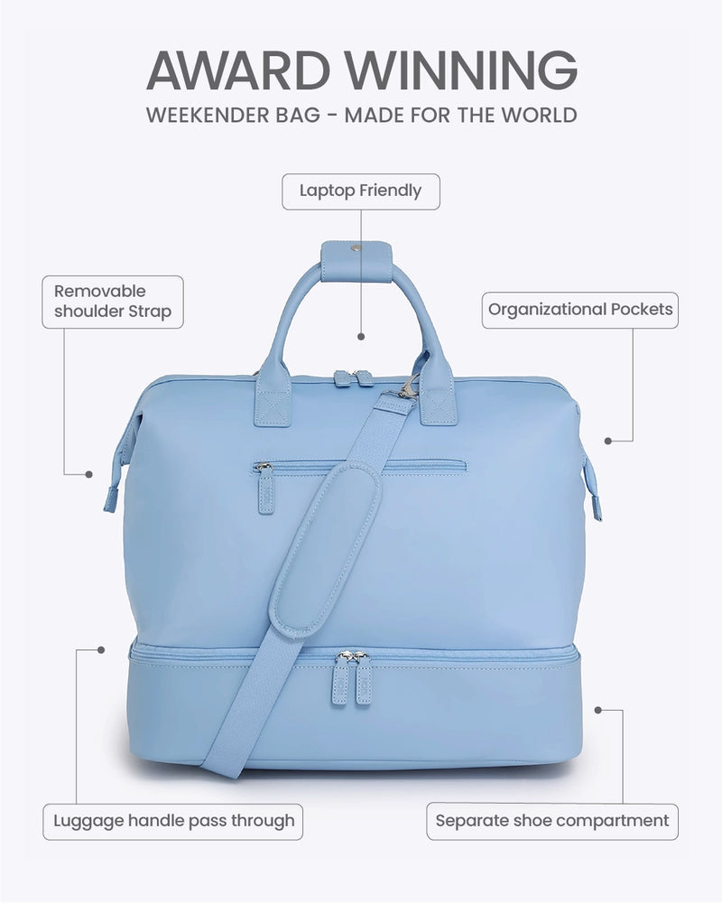 NOBL Travel Drop Bottom Weekender Bag - Ice Blue