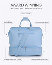 NOBL Travel Drop Bottom Weekender Bag - Ice Blue