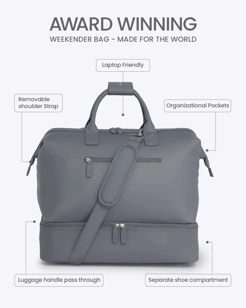 NOBL Travel Drop Bottom Weekender Bag - Slate
