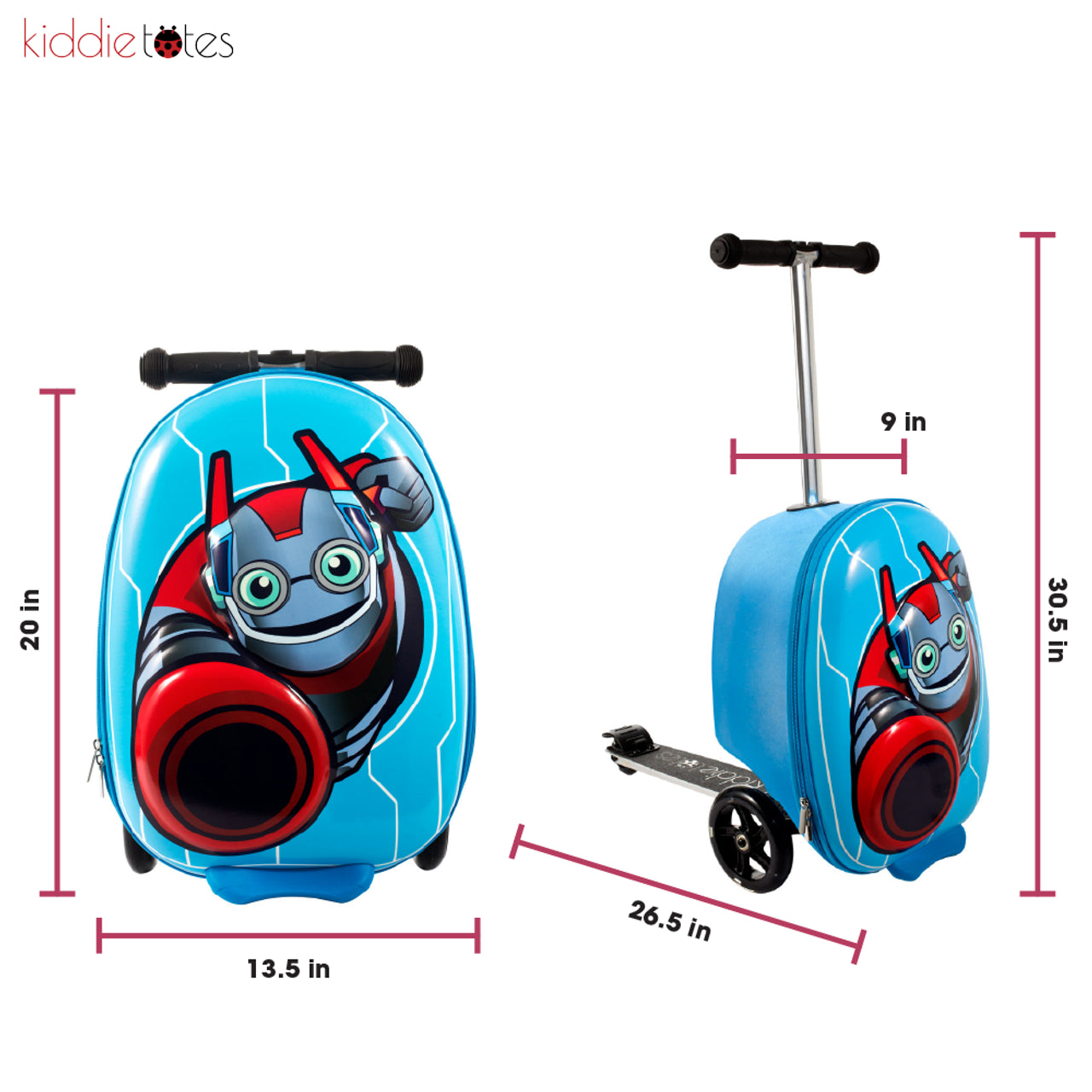 Kiddietotes Robot Carry On Luggage Scooter