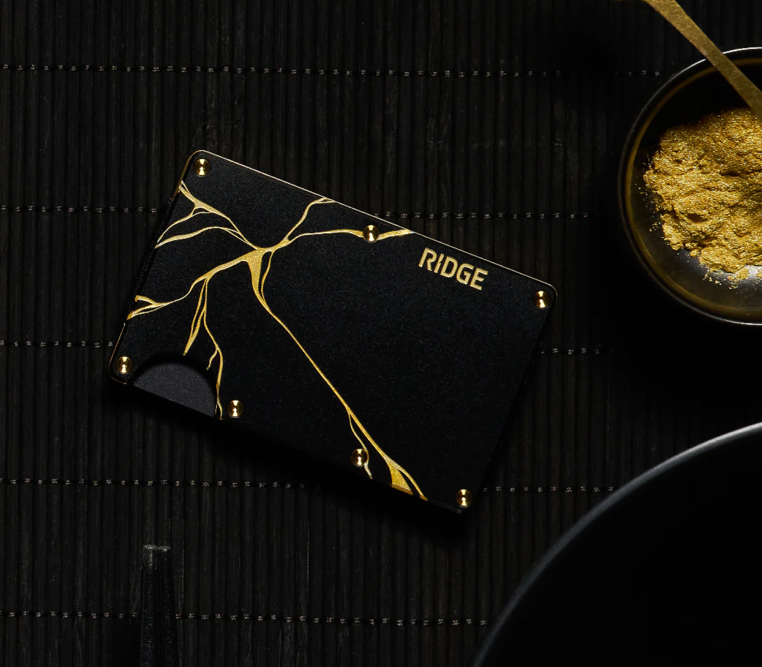 Ridge RFID Wallet -Kintsugi Black Cash Strap